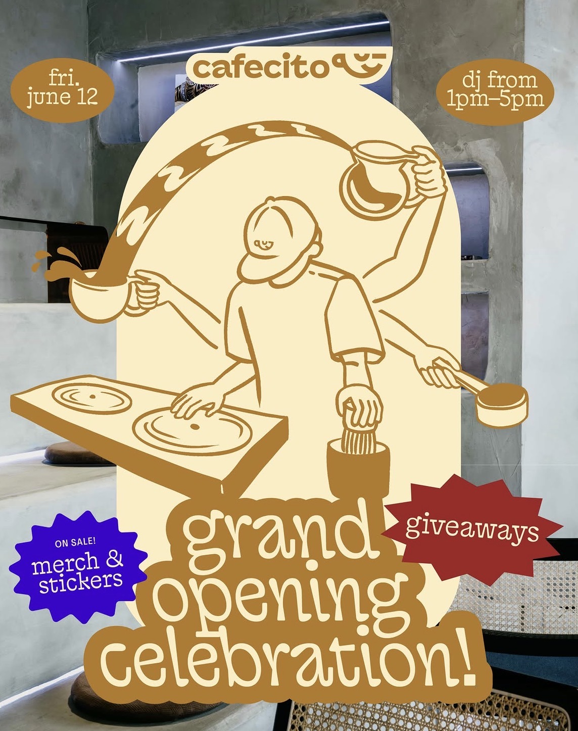 cafecito grand opening celebration w dj Nickfresh / dj gbrl flyer